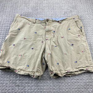 Tommy Hilfiger Khaki Shorts Men 44 Brown Short Chino Pants All Over Embroidered